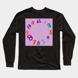 LAVENDER clock with numbers watercolor and digital Long Sleeve T-Shirt